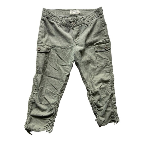 Vtg Y2K L.E.I. Crop Cargo Pants Size 7 Green Ripstop Paratrooper Utility 2000s - Picture 1 of 15